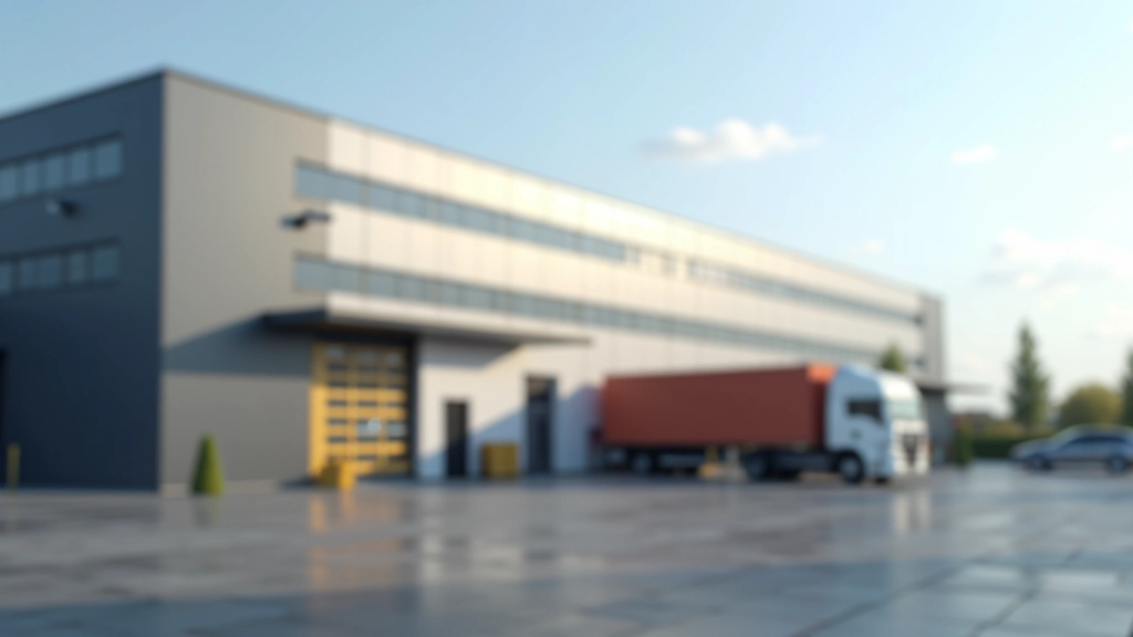 Průmyslová zóna se skladištěm a logistickým centrem v periférii velkého města