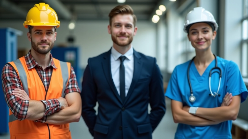 Pracovníci v různých ekonomických sektorech — průmysl, služby a zemědělství